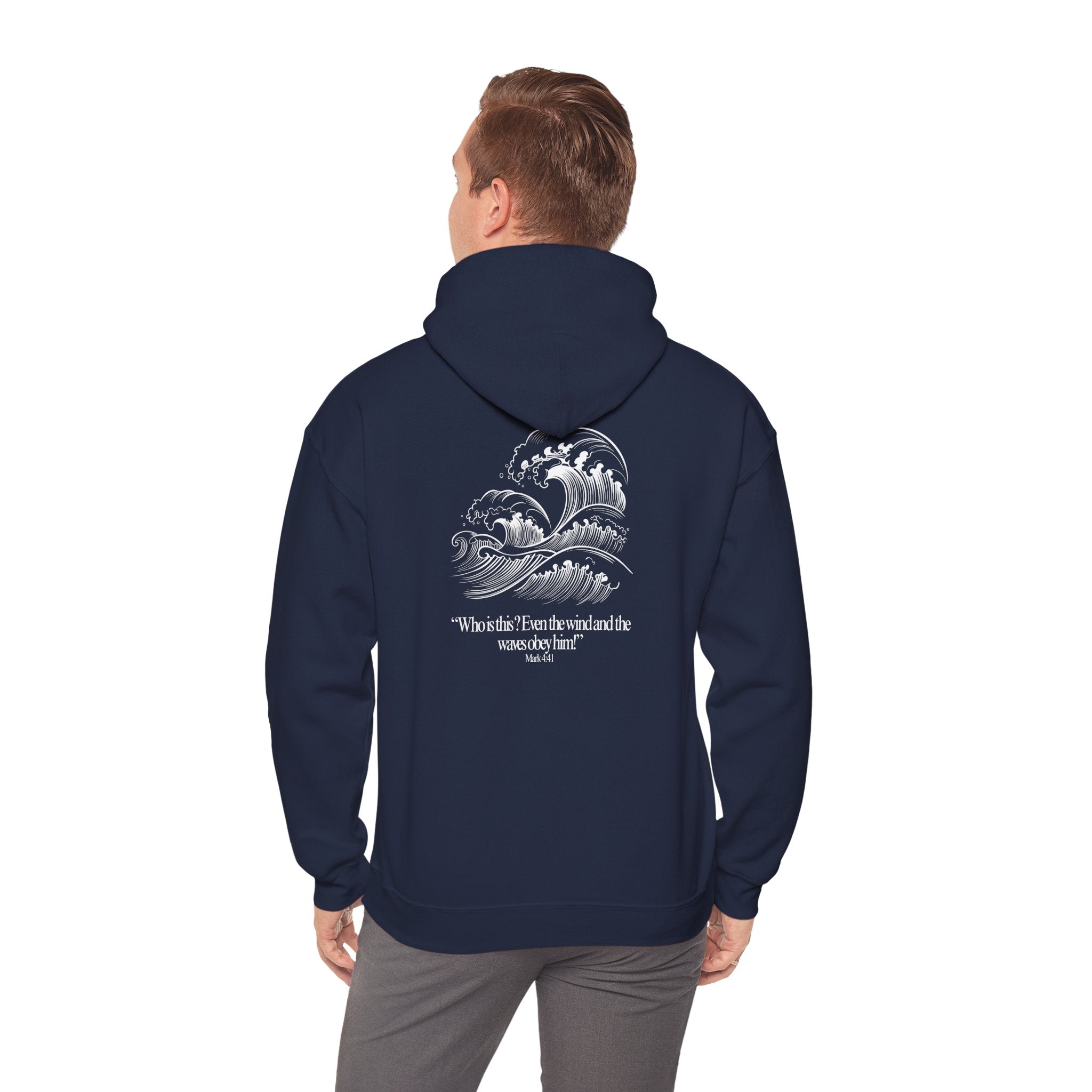 Jesus Christ Hoodie — Wave Graphic with Scripture Back (Faith-Based Christian Sweatshirt)