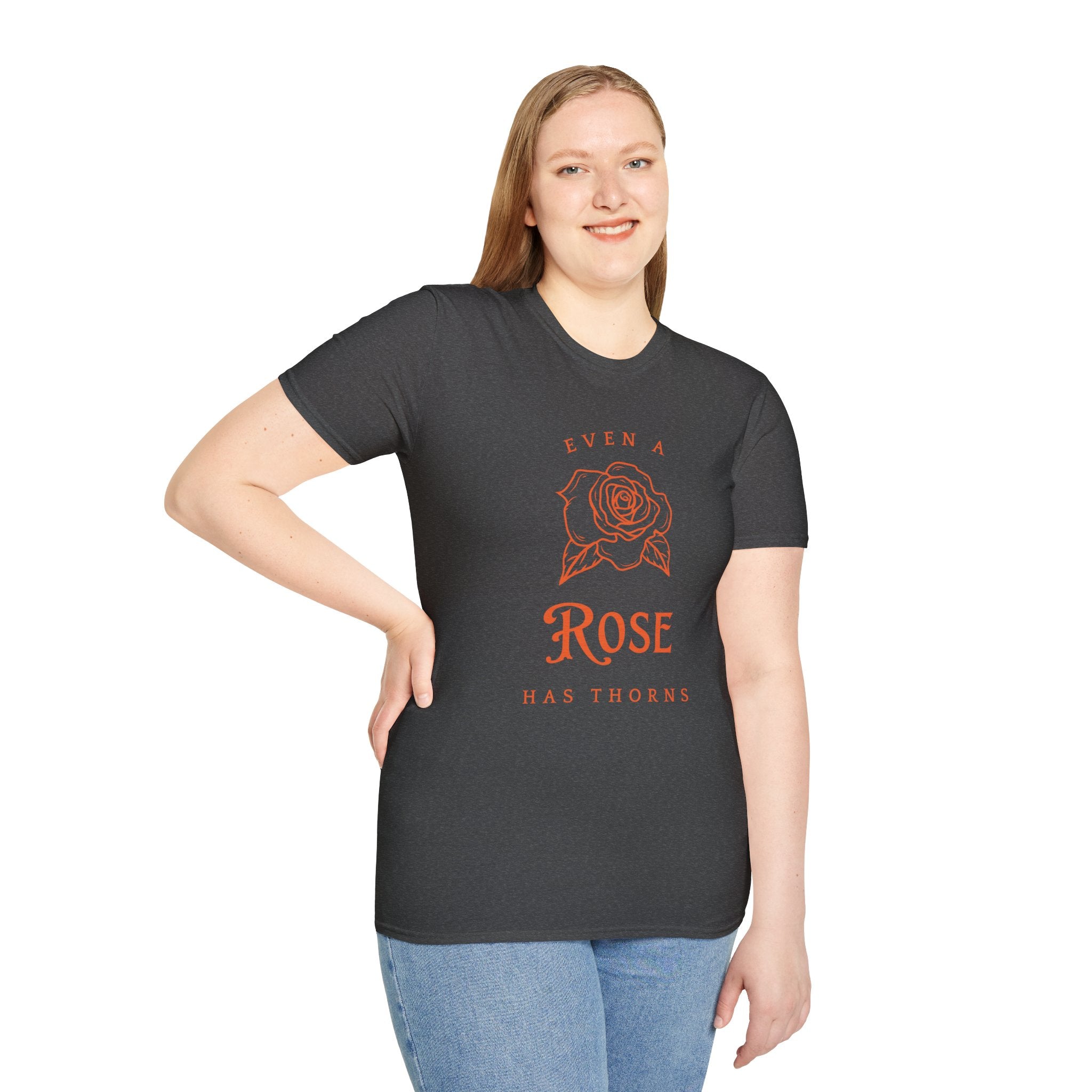 Even a Rose Has Thorns Tee — Floral Scripture Graphic T-Shirt (1 John 1:8)