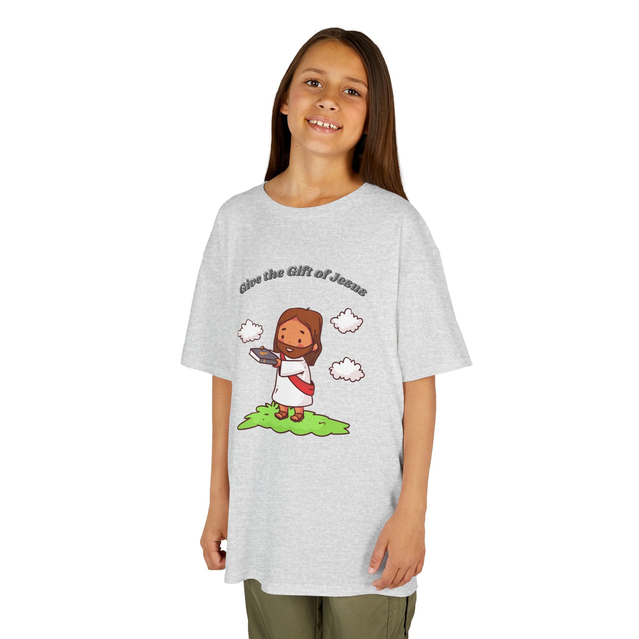Kids T‑Shirt — Cute Jesus Graphic “Give the Gift of Jesus” | Christian Holiday Gift