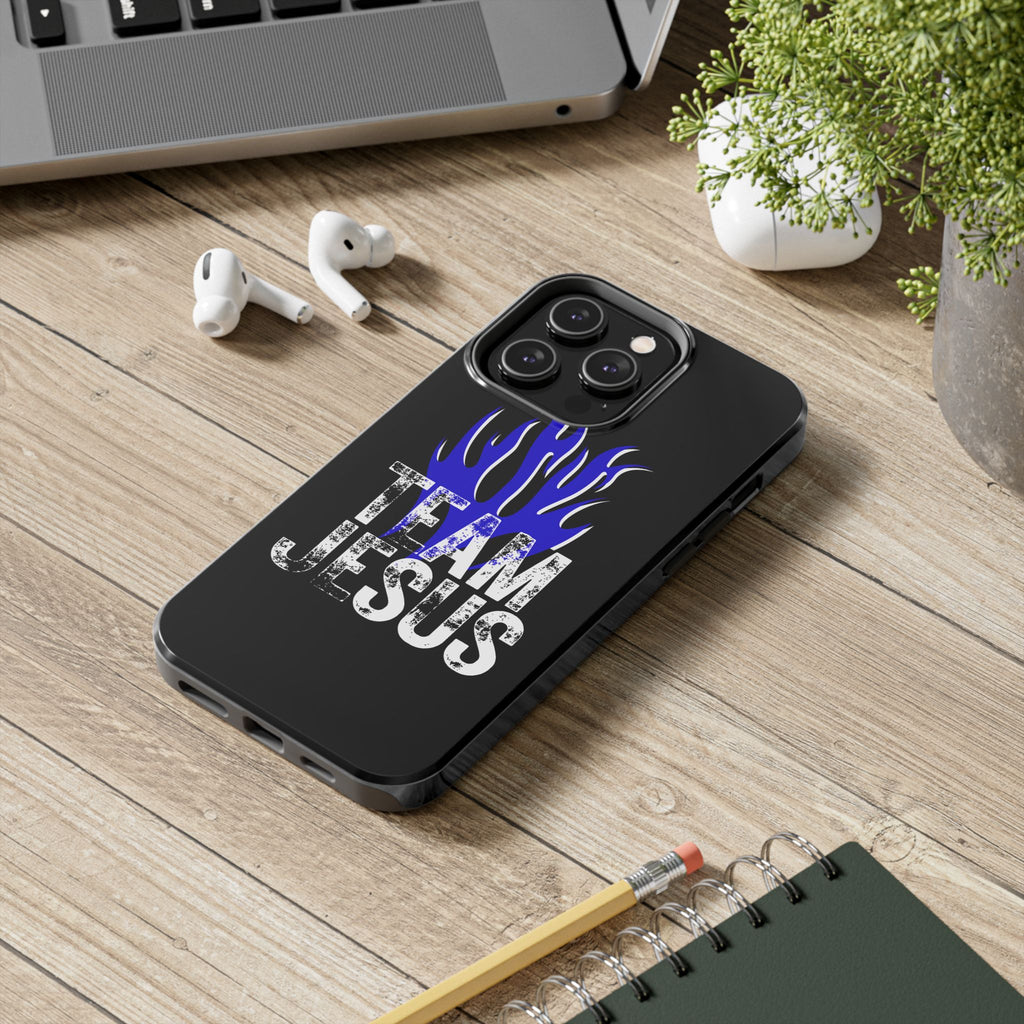 Team Jesus Phone Case — Blue Flame Christian Protective Case