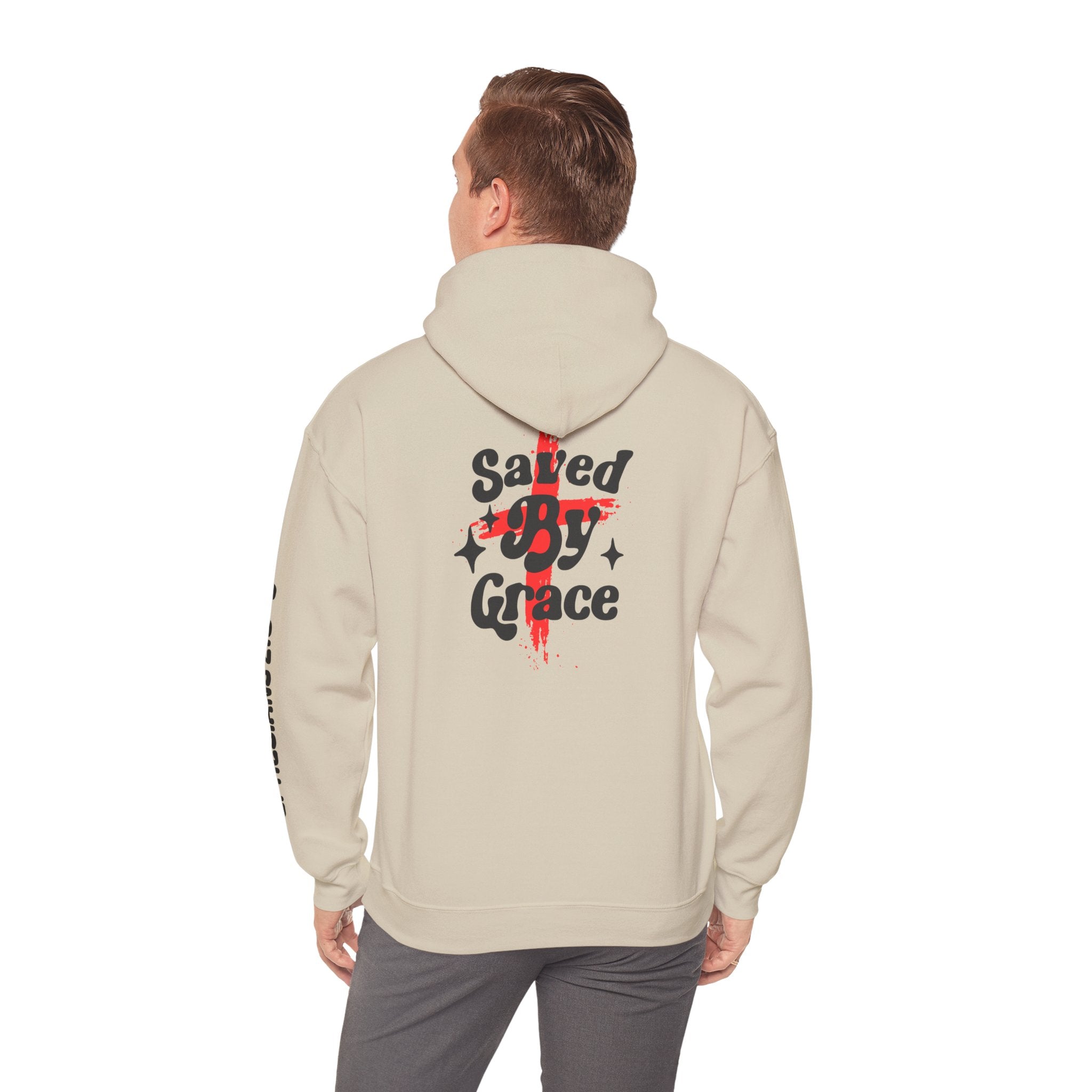 Saved By Grace Hoodie — Christian Cross Faith Pullover