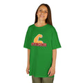 Kids Tee — "Strong" Muscle Graphic with Philippians 4:13 Back (Christian Inspirational)