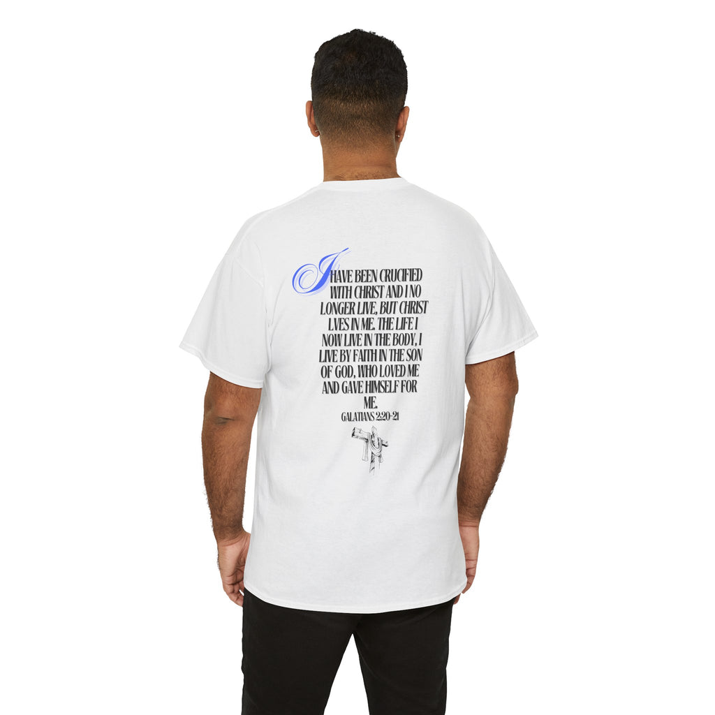 Christian Cross Tee — “Christ Lives in Me” Scripture Shirt (Galatians 2:20)