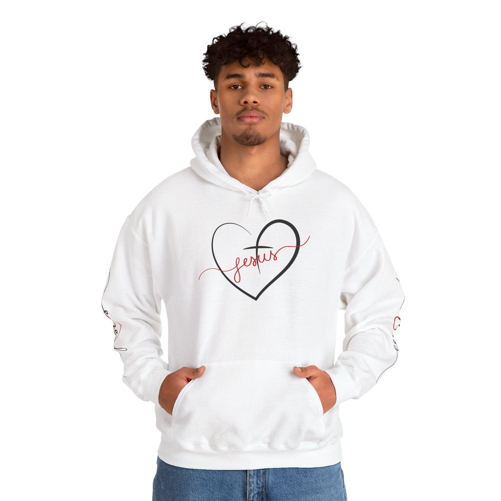 Heart Script "Jesus" Hoodie — Faith Graphic Sweatshirt