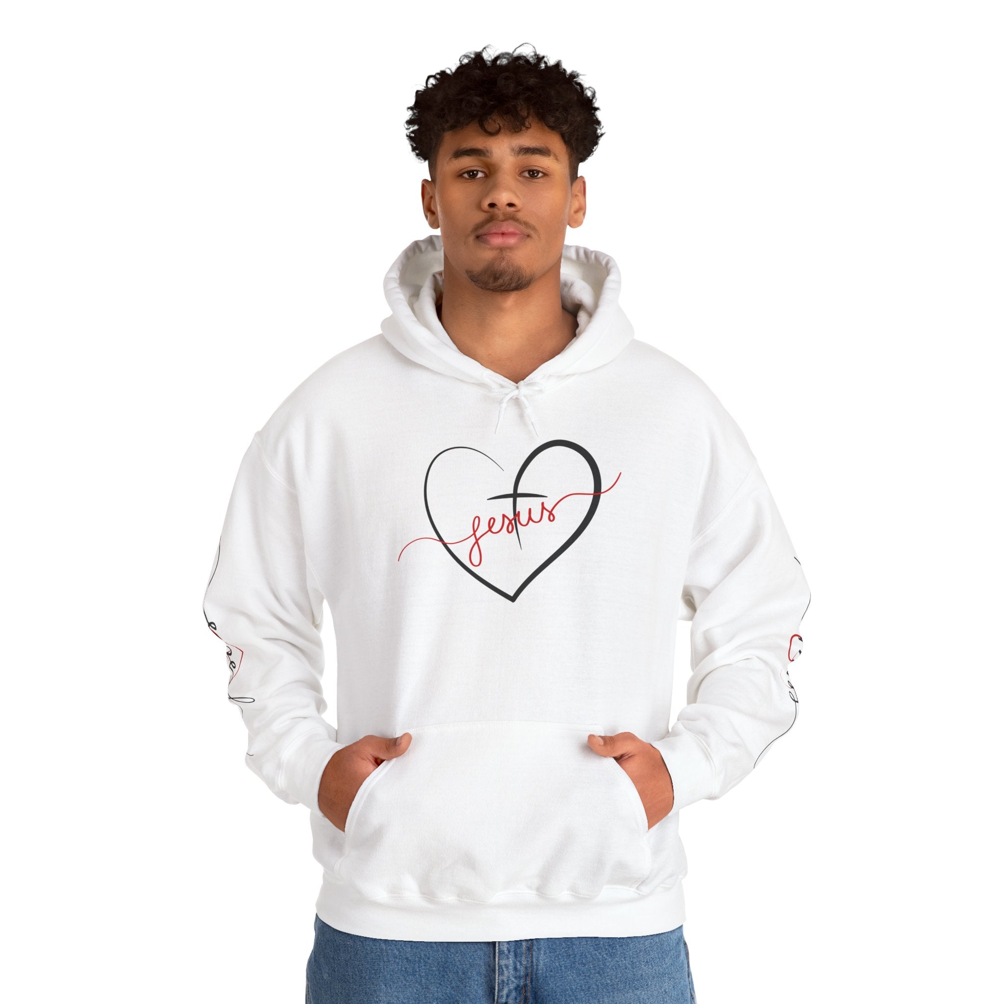 Heart Script "Jesus" Hoodie — Faith Graphic Sweatshirt