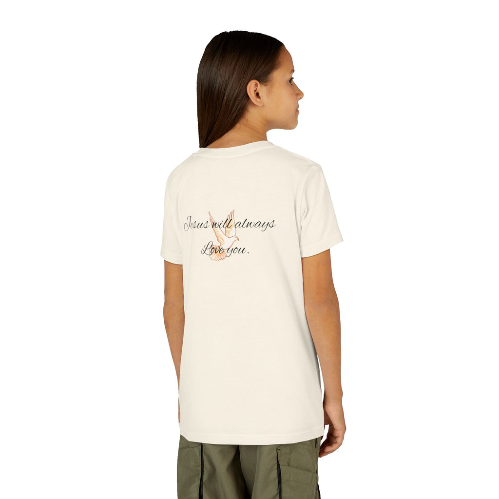 Youth Tee - Floral Cross "Jesus Will Always Love You" Christian Shirt