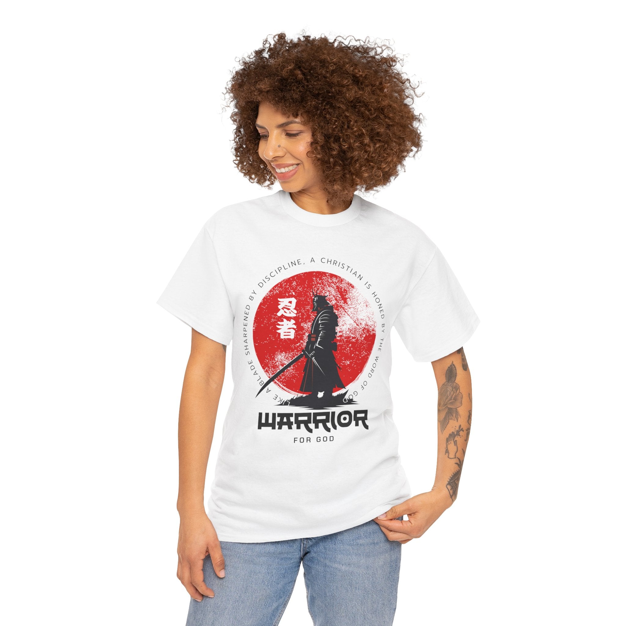Warrior for God Samurai T-Shirt — "Like a Blade Sharpened by Discipline"