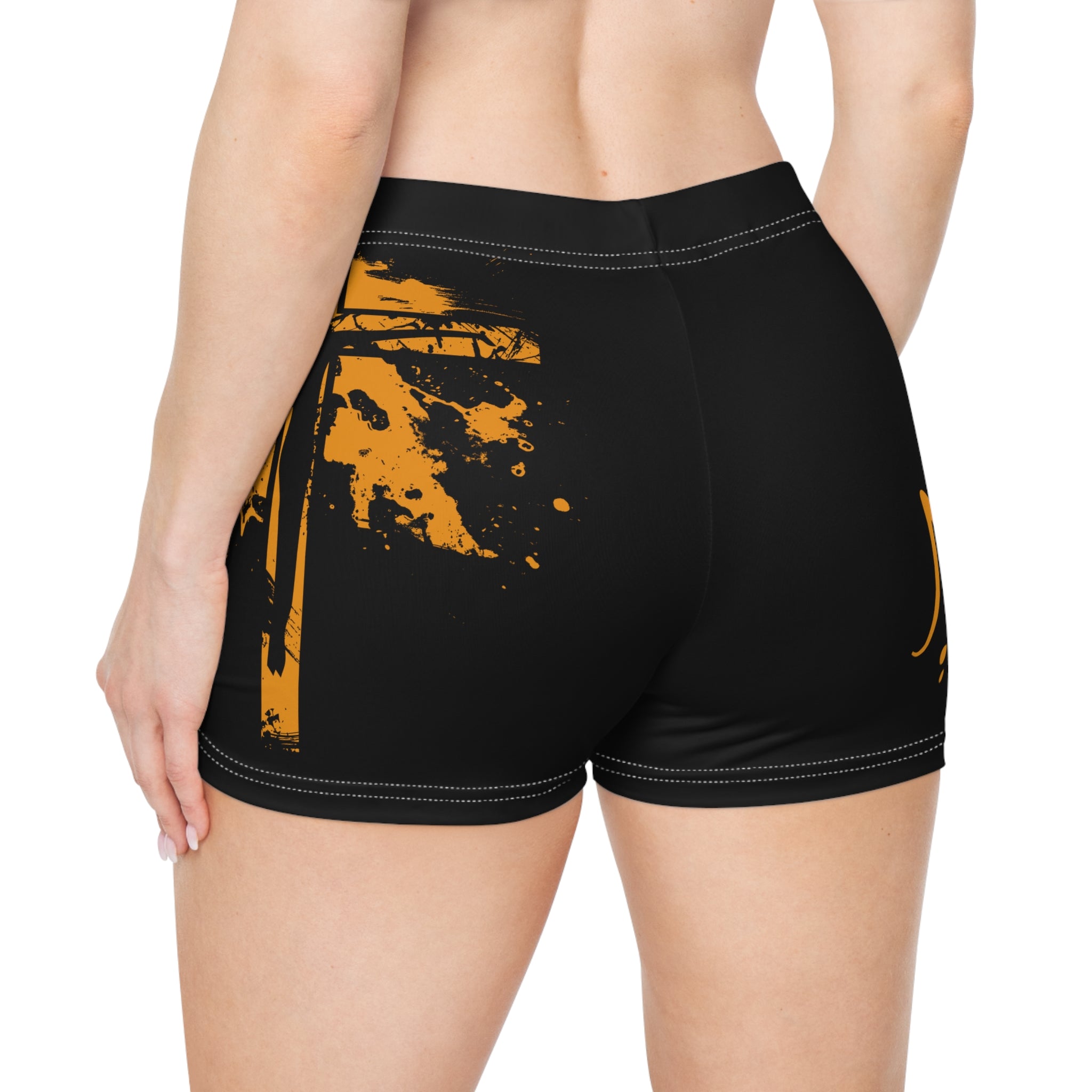 Women's Christian Cross Faith Shorts — 'Jesus Is King' Black & Gold Active Shorts