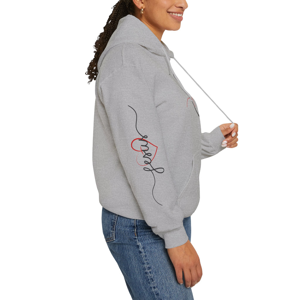 Heart Script "Jesus" Hoodie — Faith Graphic Sweatshirt