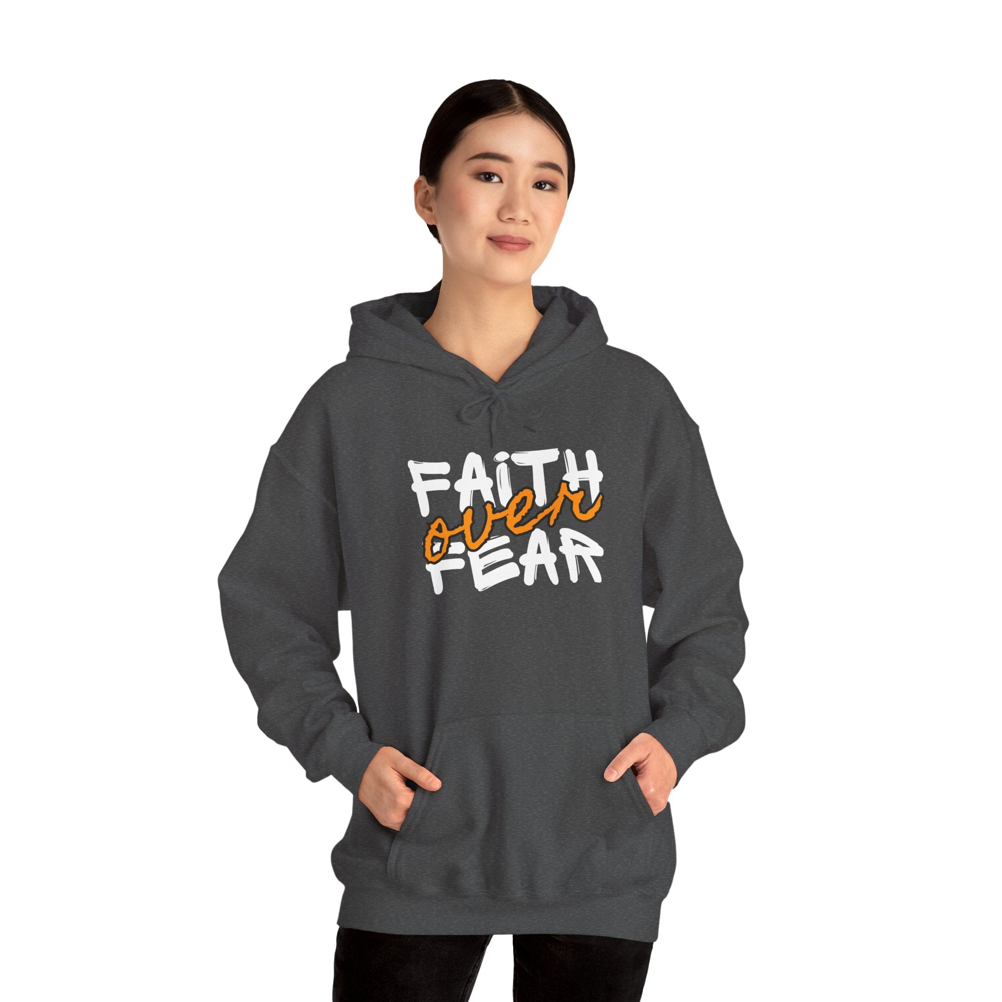 Faith Over Fear Hoodie — Christian Psalms 118:6 Cross Heart Sweatshirt