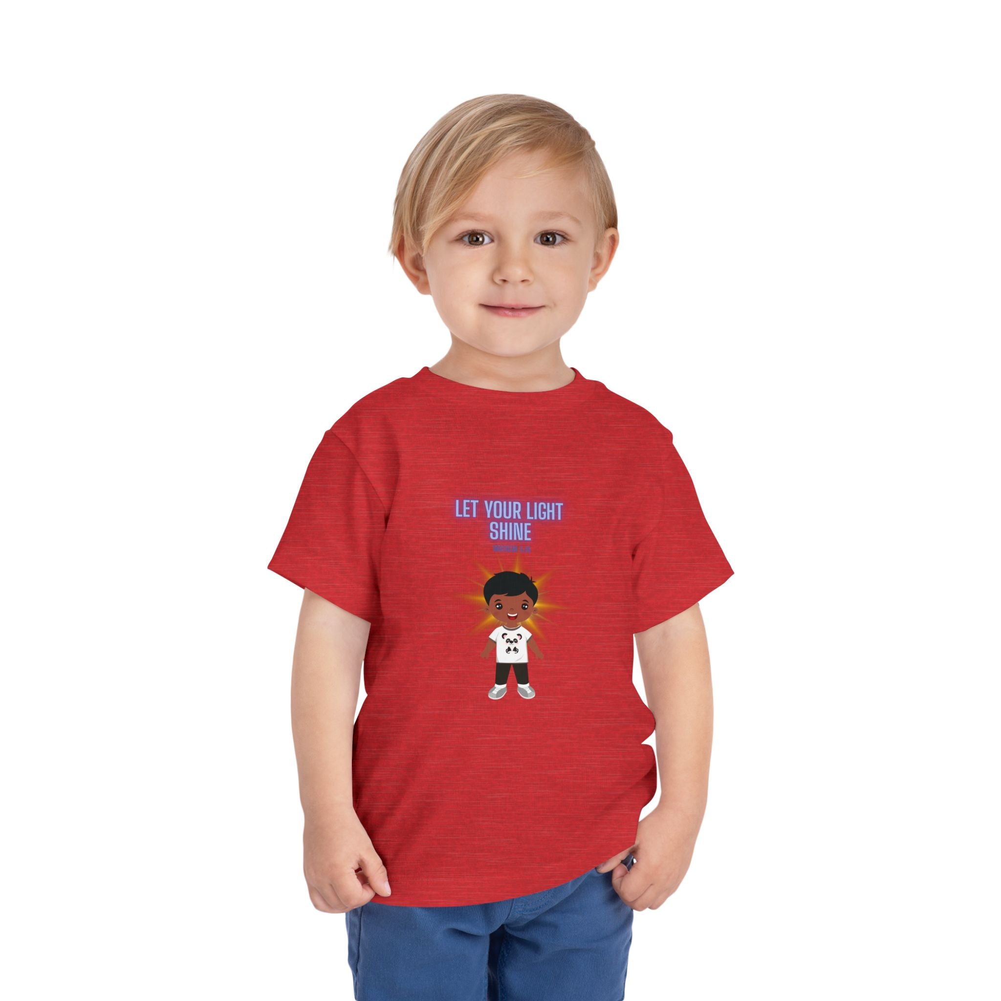 Toddler Tee — "Let Your Light Shine" Cartoon Kid Graphic