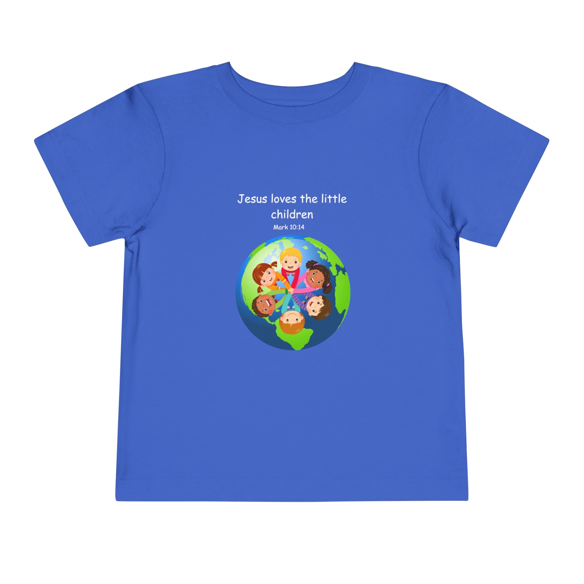 Kids' Christian Tee - "Jesus Loves the Little Children" Rainbow World Shirt