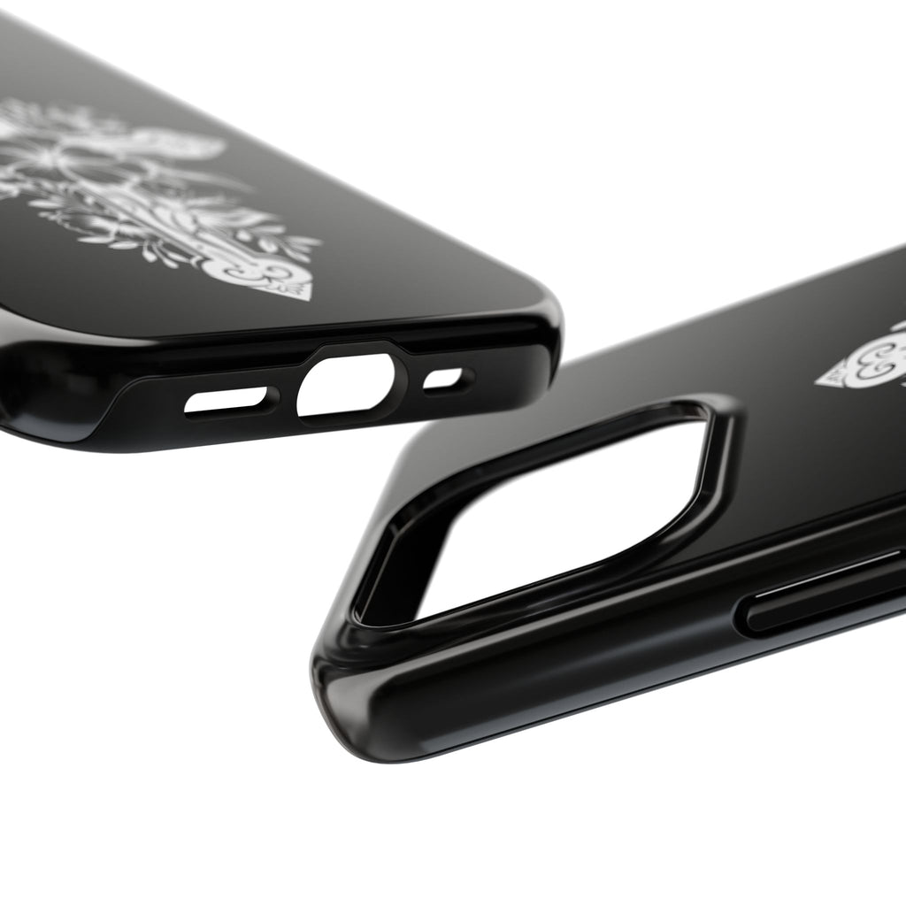 Floral Cross Tough Phone Case — Black Protective Christian Phone Cover