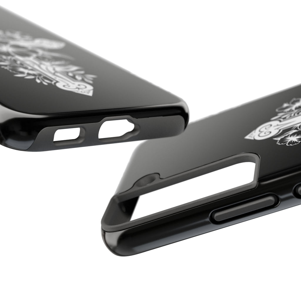 Floral Cross Tough Phone Case — Black Protective Christian Phone Cover