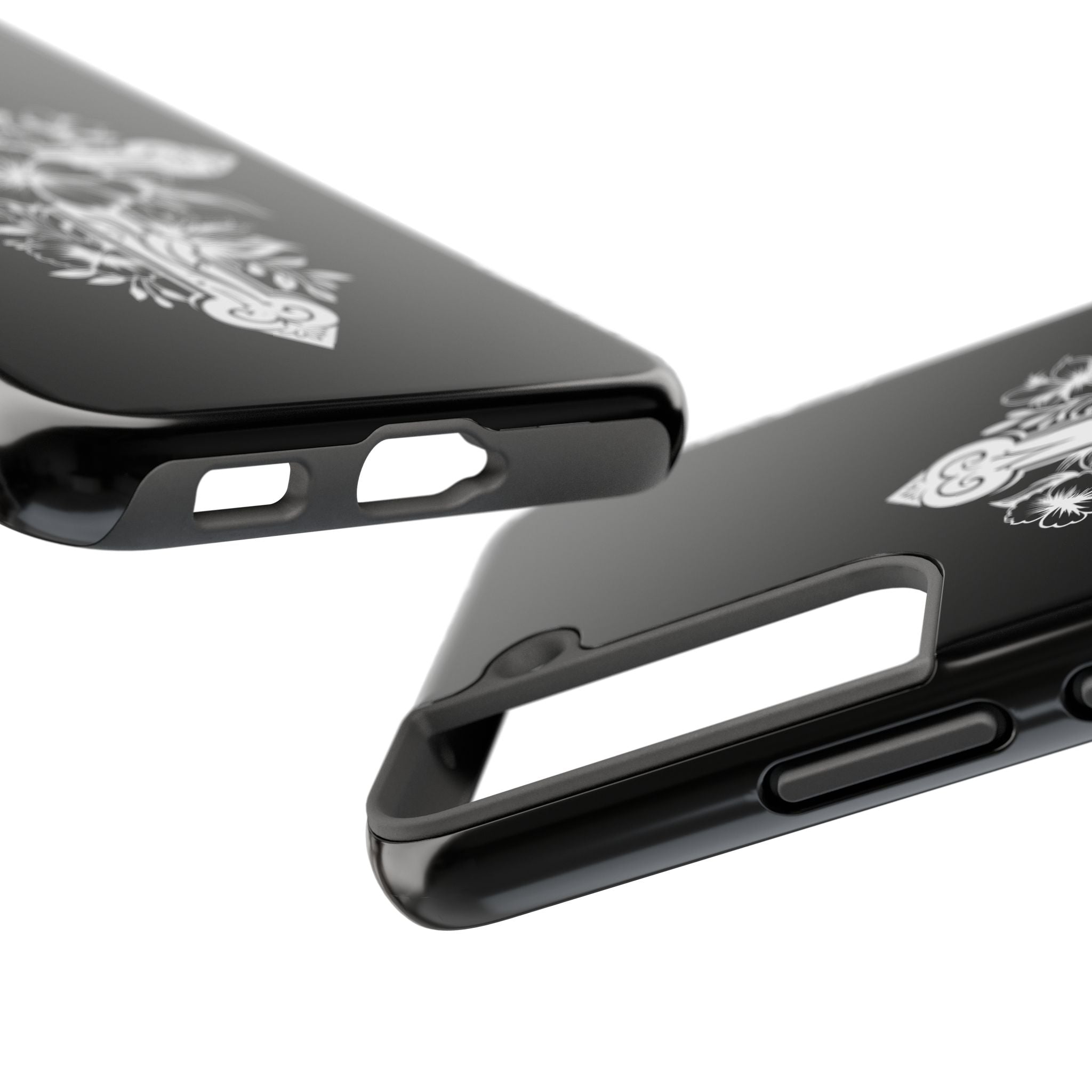 Floral Cross Tough Phone Case — Black Protective Christian Phone Cover