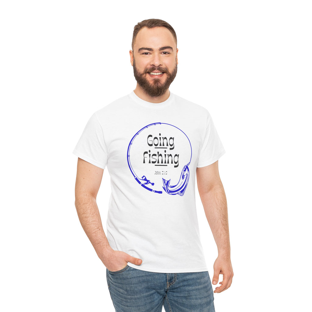 Going Fishing T-Shirt — Blue Sketch Fish Graphic Tee John 21:3