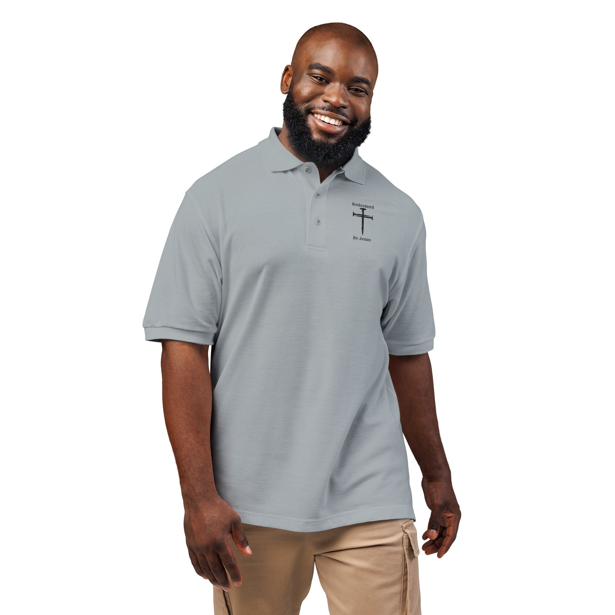 Embroidered Cross Polo Shirt — Faith-Inspired Men's Logo Polo