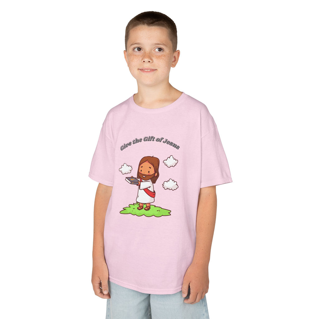 Kids T‑Shirt — Cute Jesus Graphic “Give the Gift of Jesus” | Christian Holiday Gift