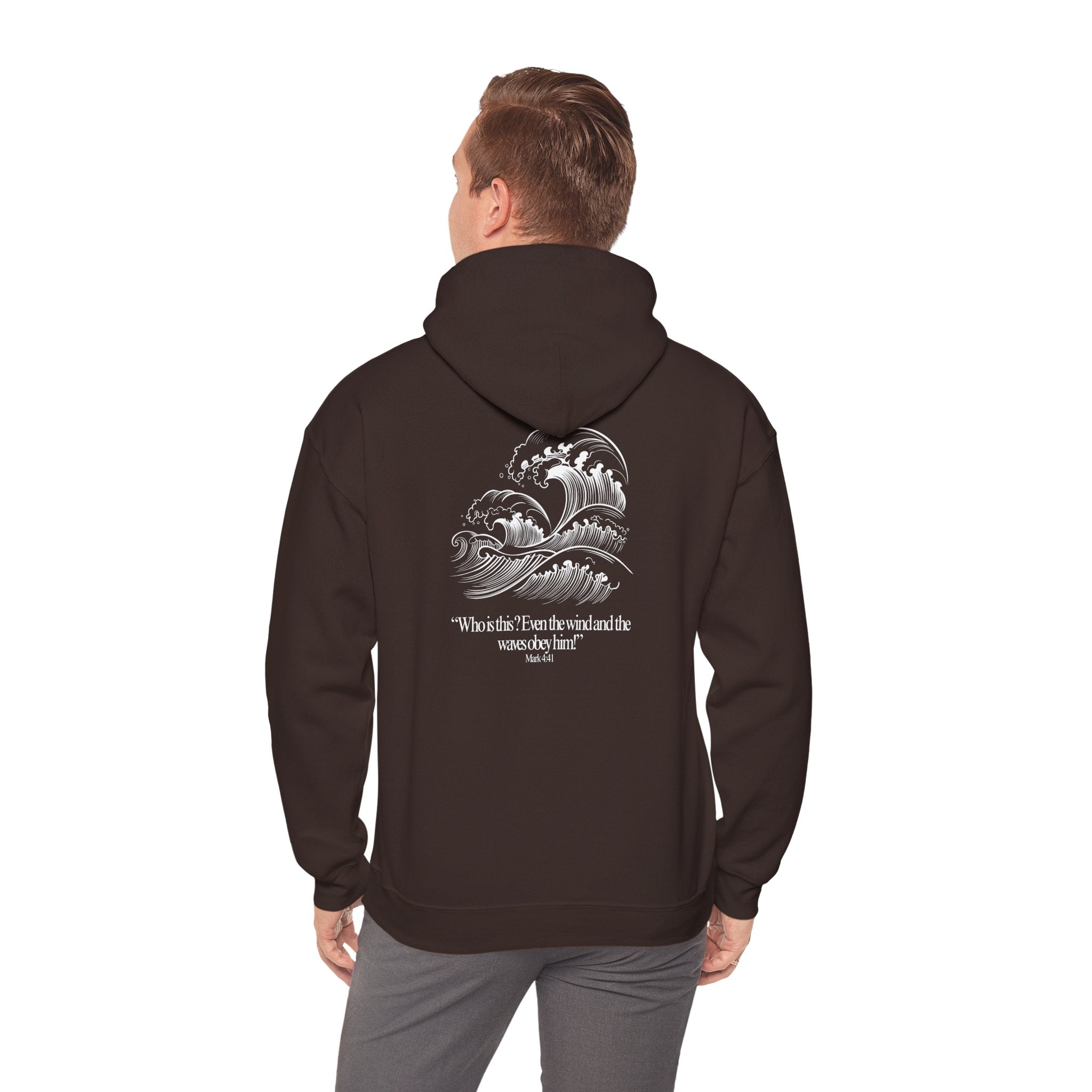 Jesus Christ Hoodie — Wave Graphic with Scripture Back (Faith-Based Christian Sweatshirt)