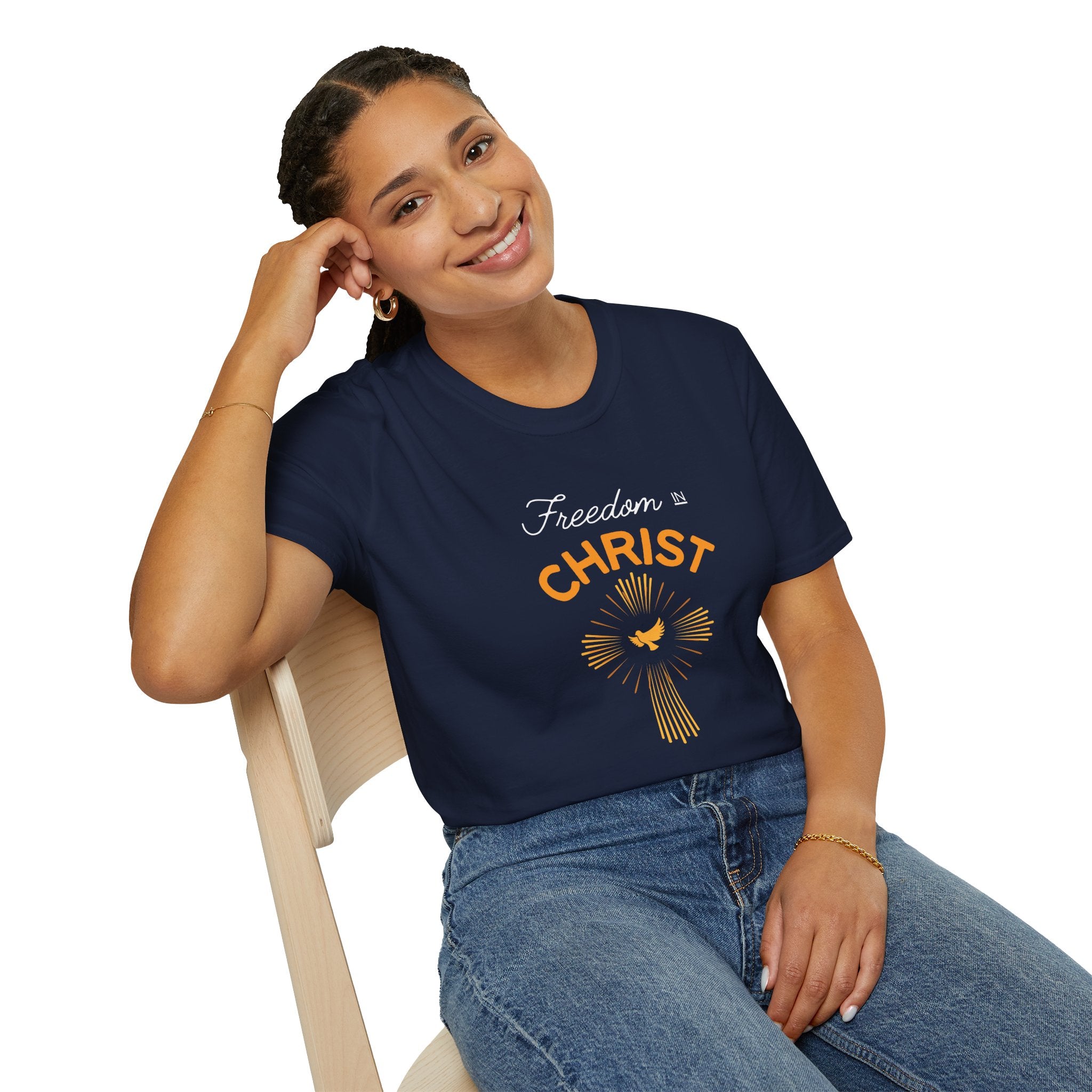 Freedom in Christ T-Shirt — Christian Faith Cross & Dove Tee