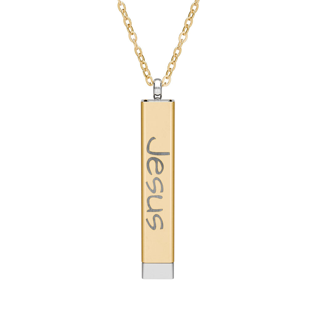 Hidden Message Sliding Blank Bar Necklace (Engraving) Jesus My Lord and Savior