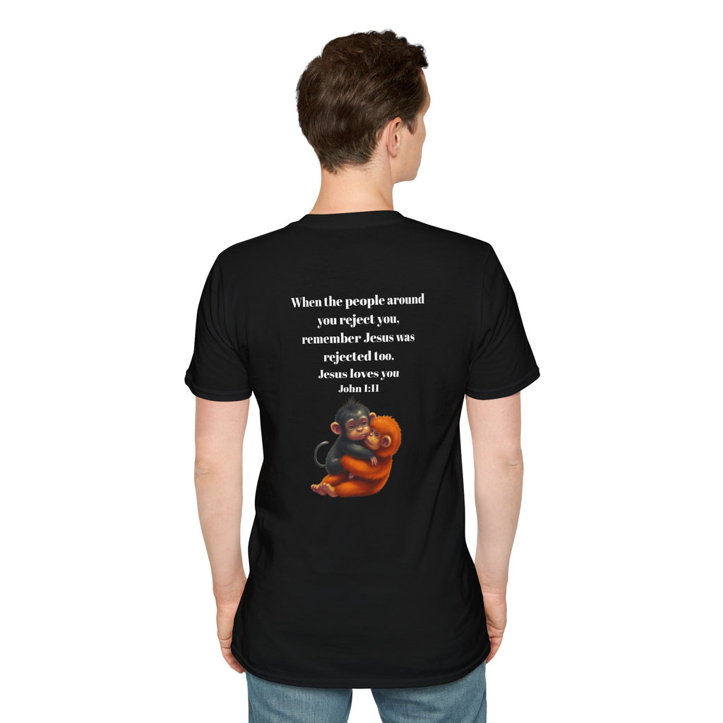 Christian Faith T-Shirt — "When the people around you reject you… Jesus loves you" Graphic Tee