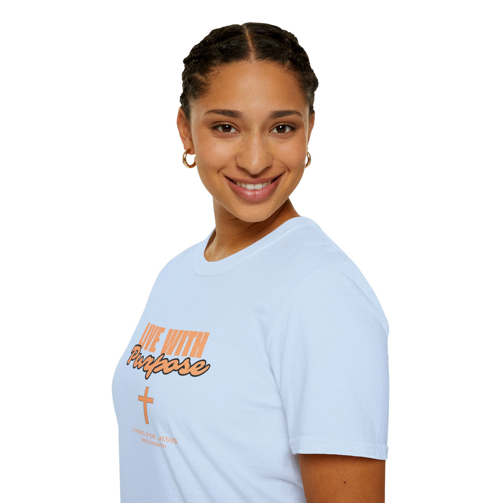 Live With Purpose Christian T-Shirt — "Living for Jesus" Cross Tee