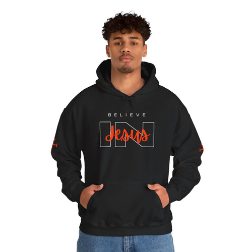 Believe in Jesus Hoodie — Inspirational Minimalist Black Pullover