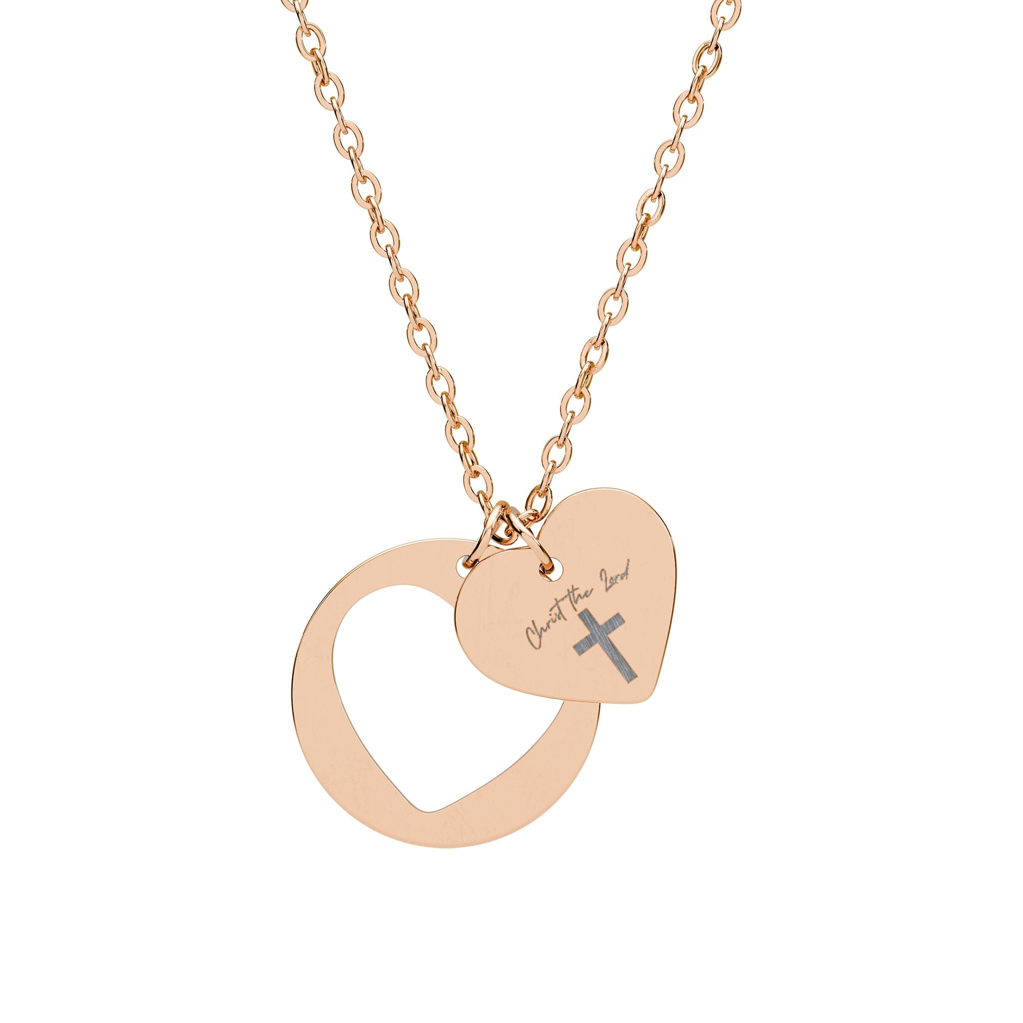 Engraved Heart Cutout Necklace — Personalized Cross Pendant Jewelry