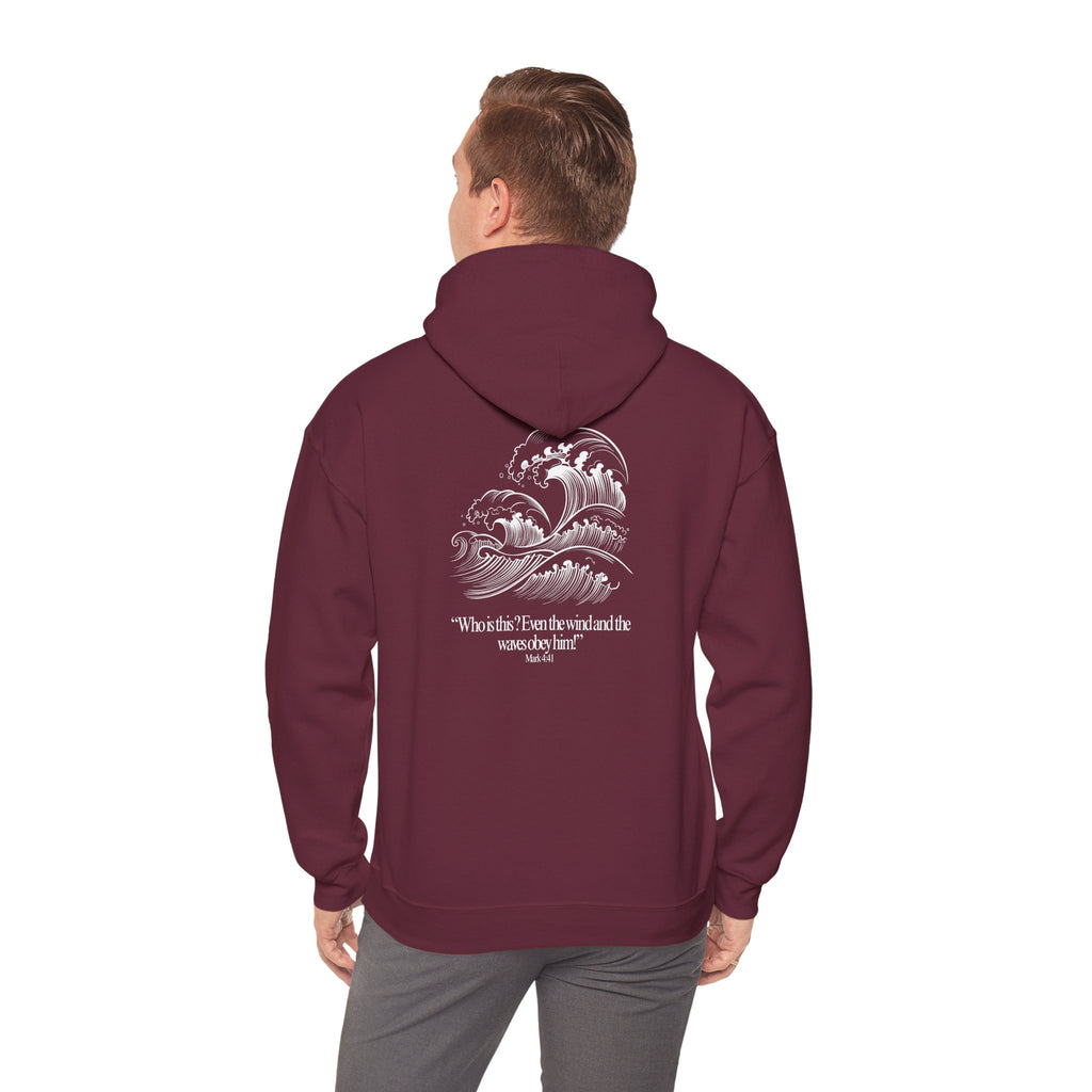Jesus Christ Hoodie — Wave Graphic with Scripture Back (Faith-Based Christian Sweatshirt)