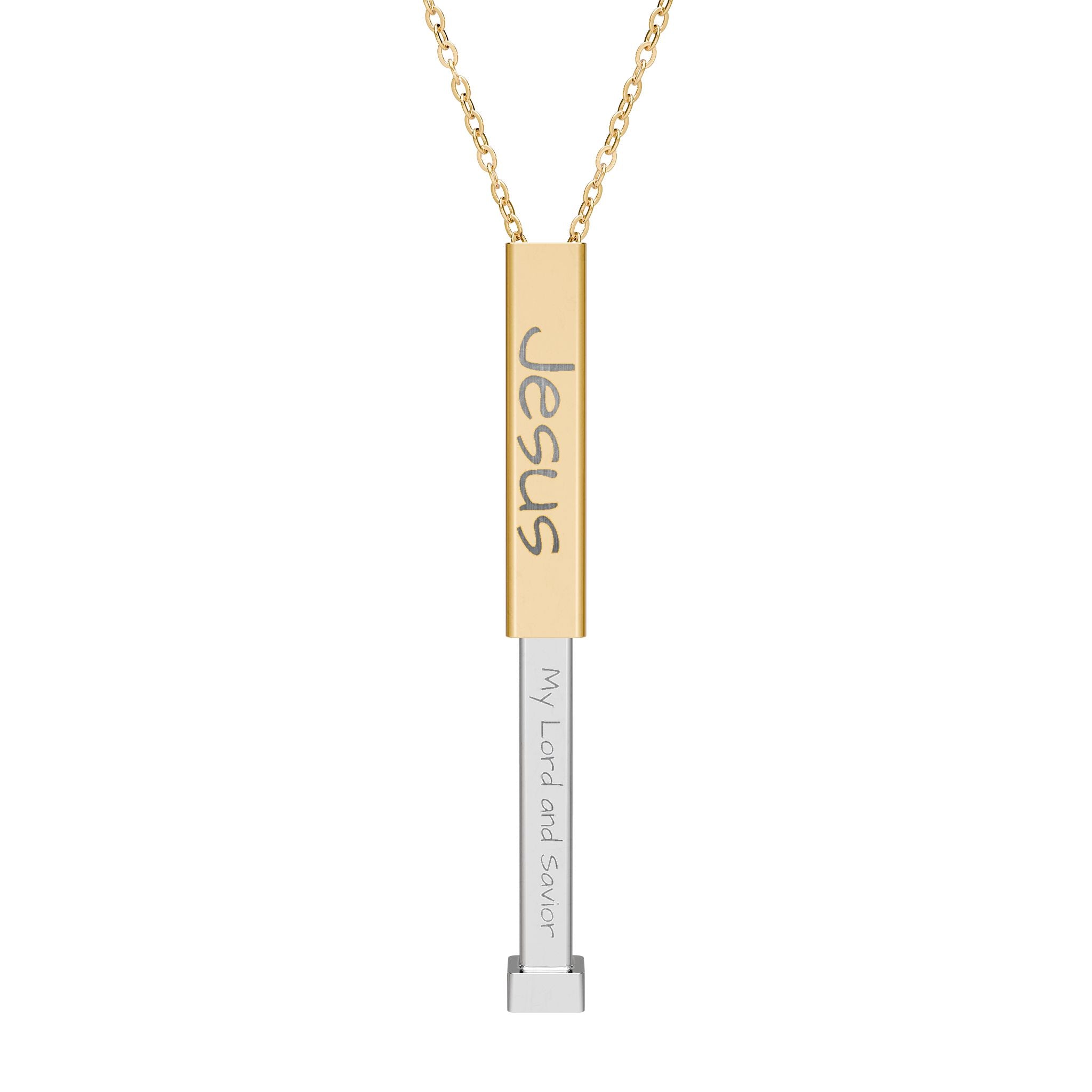 Hidden Message Sliding Blank Bar Necklace (Engraving) Jesus My Lord and Savior
