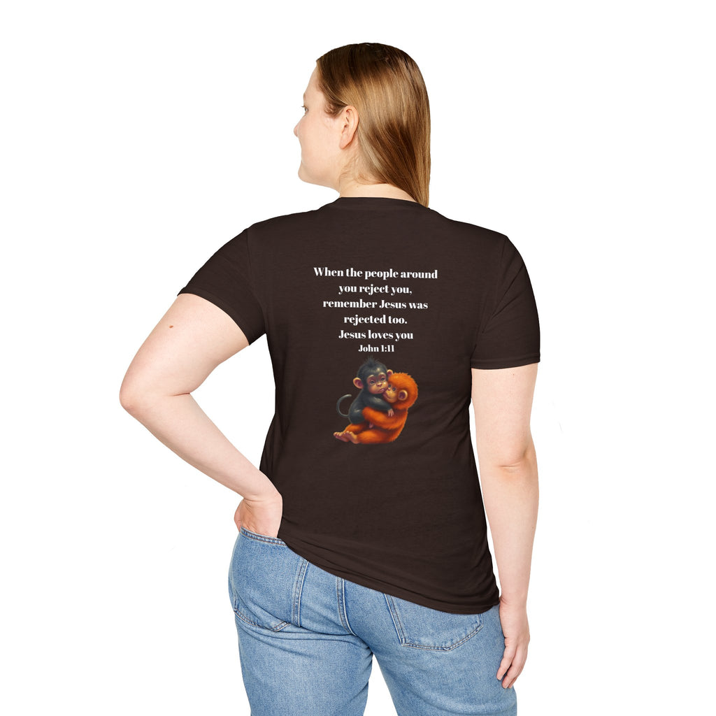 Christian Faith T-Shirt — "When the people around you reject you… Jesus loves you" Graphic Tee