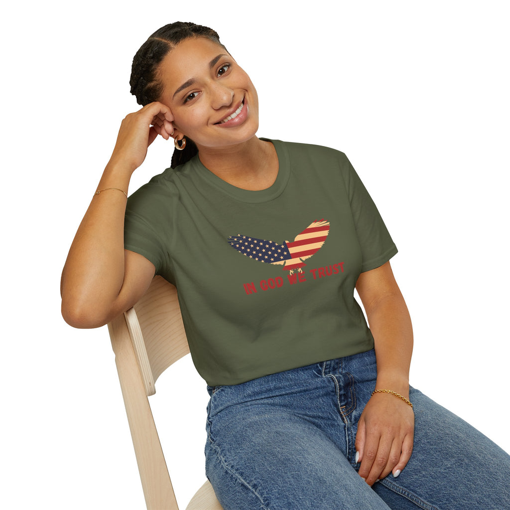 In God We Trust Eagle T-Shirt — Make America Christian Again Cross Tee