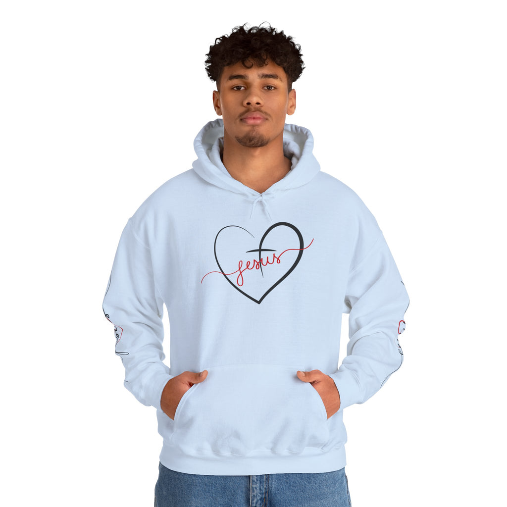 Heart Script "Jesus" Hoodie — Faith Graphic Sweatshirt