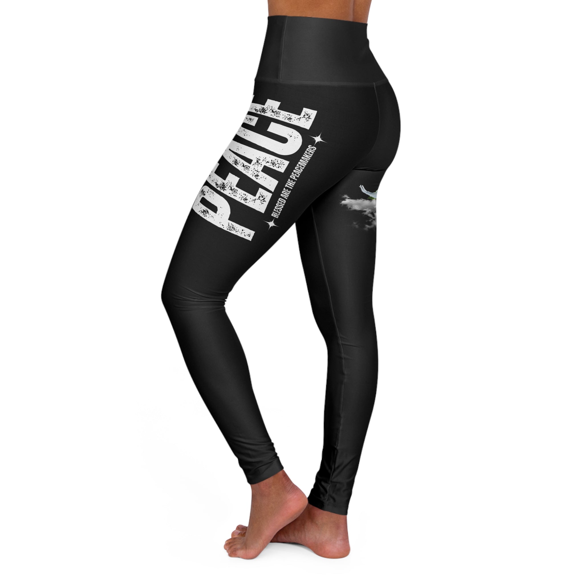 Christian 'Blessed Are the Peacemakers' High-Waisted Leggings — Dove & Rose Design