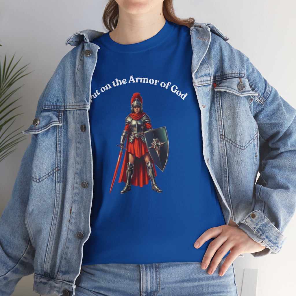 Christian Armor T-Shirt — "Put on the Armor of God" Women's Faith Tee