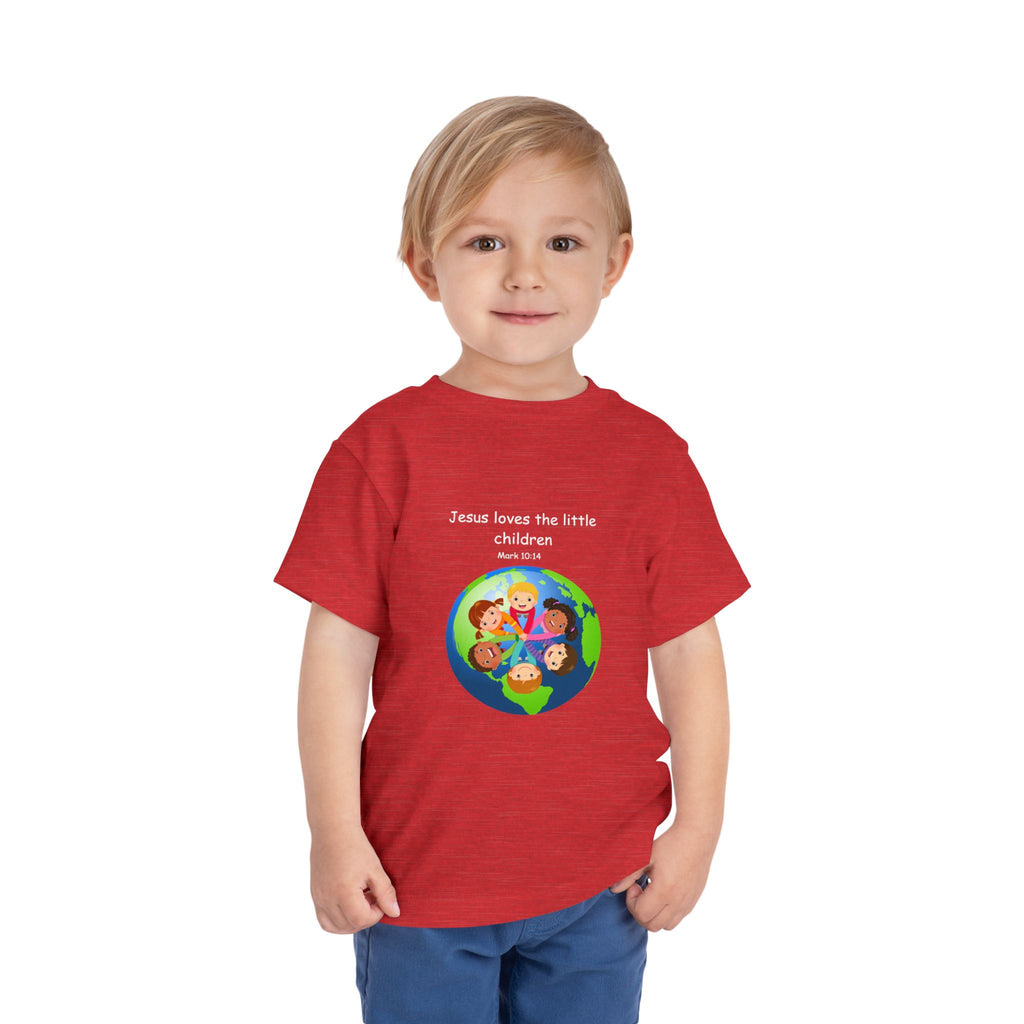 Kids' Christian Tee - "Jesus Loves the Little Children" Rainbow World Shirt