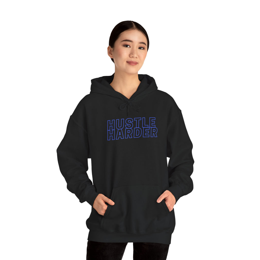 Hustle Harder Hoodie — Motivational Black Pullover with Inspirational Bible Verse