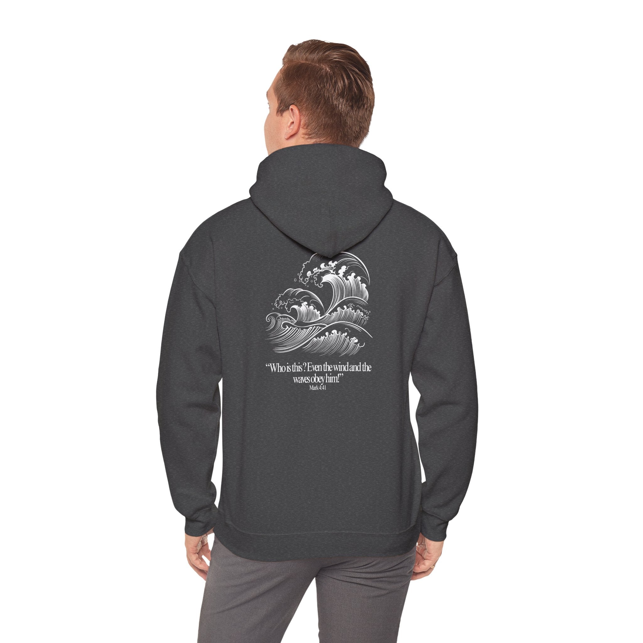 Jesus Christ Hoodie — Wave Graphic with Scripture Back (Faith-Based Christian Sweatshirt)