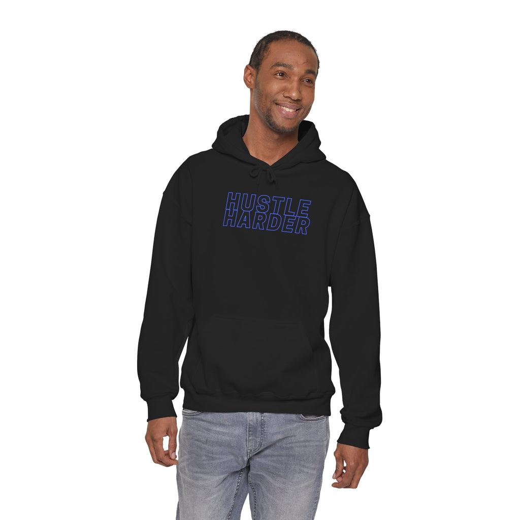Hustle Harder Hoodie — Motivational Black Pullover with Inspirational Bible Verse