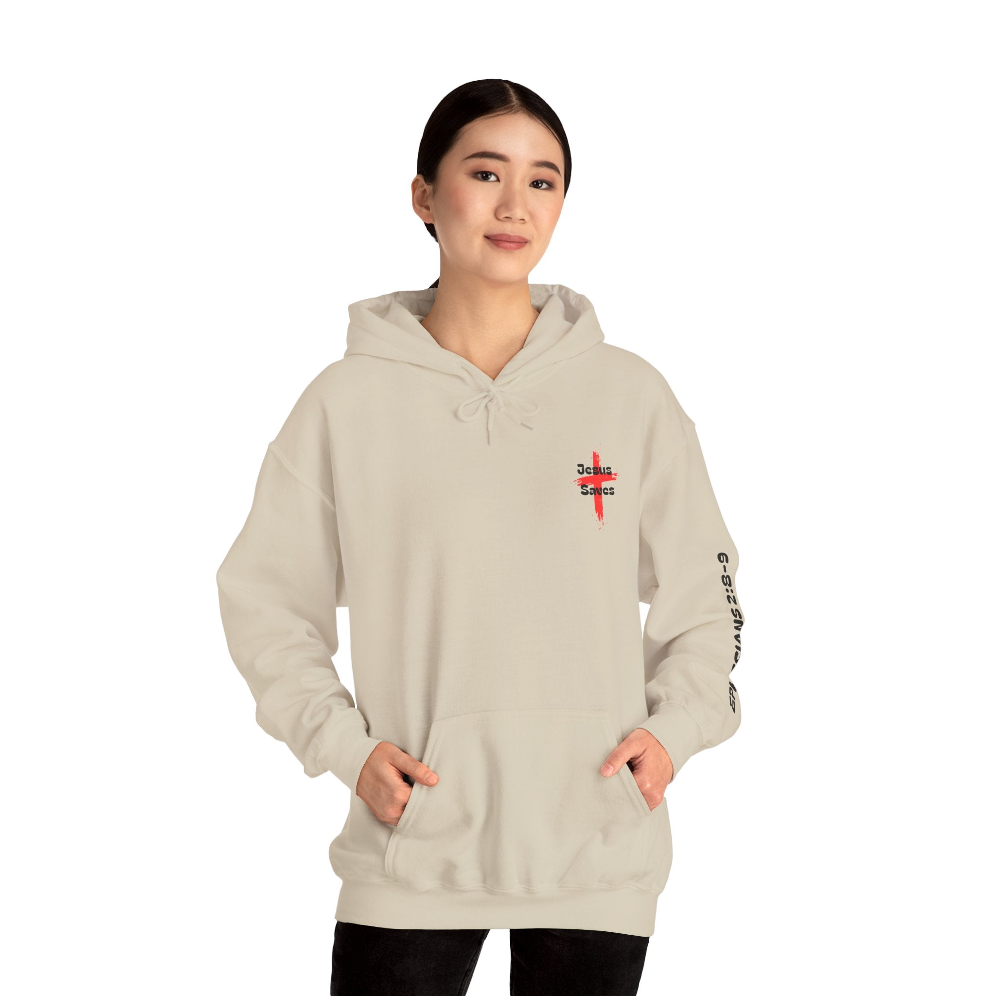 Saved By Grace Hoodie — Christian Cross Faith Pullover