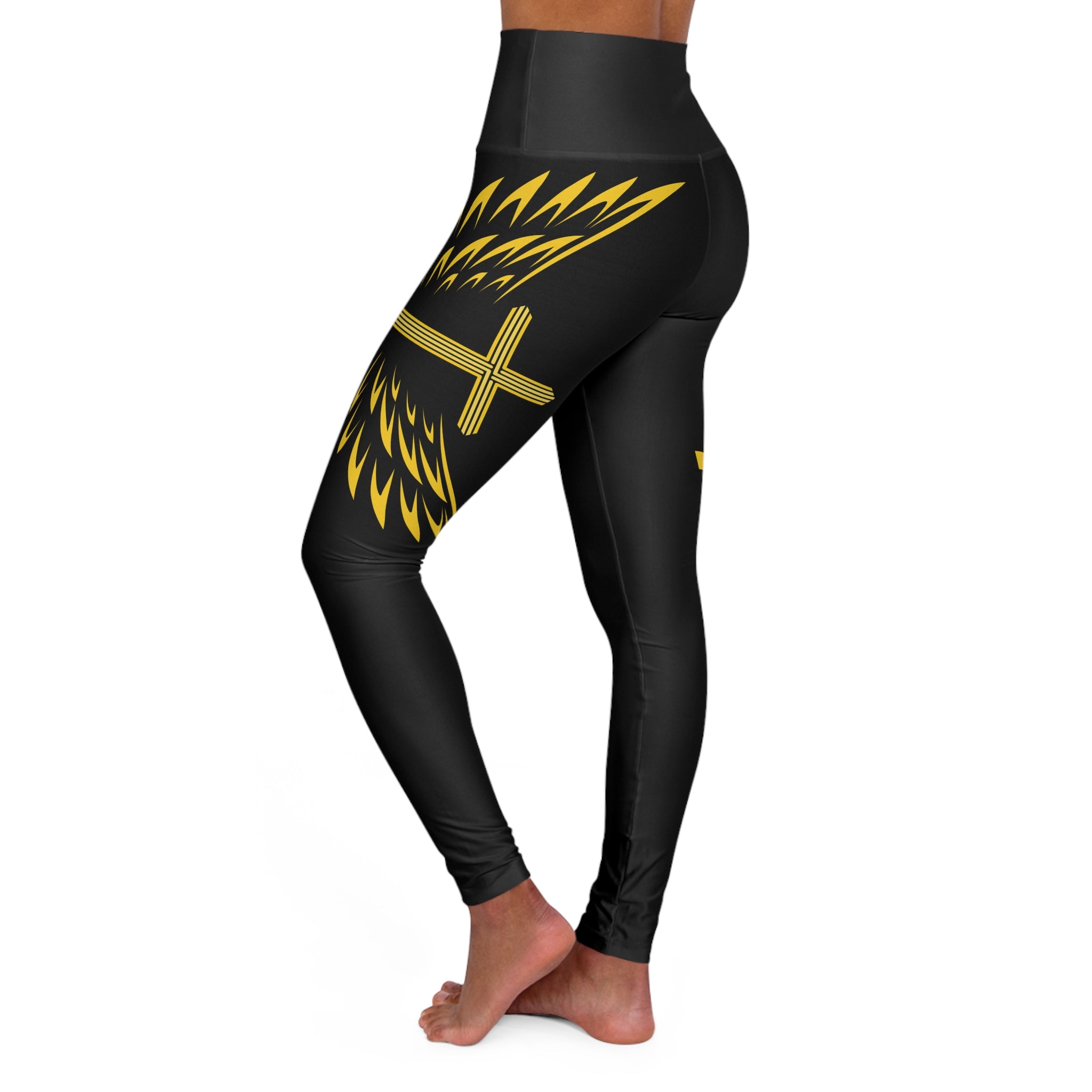 Christian High-Waisted Leggings — Winged Cross "Truth" Script