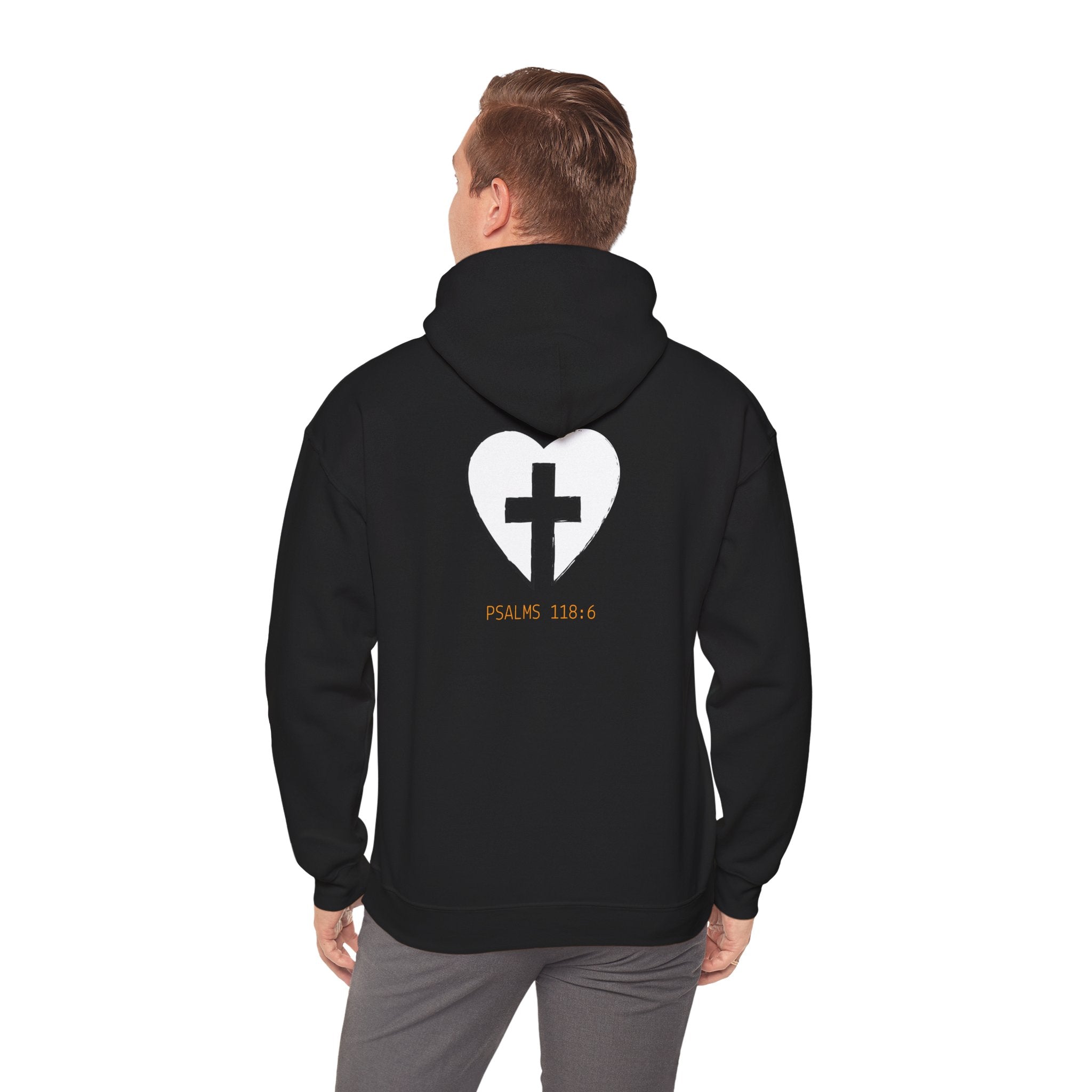 Faith Over Fear Hoodie — Christian Psalms 118:6 Cross Heart Sweatshirt