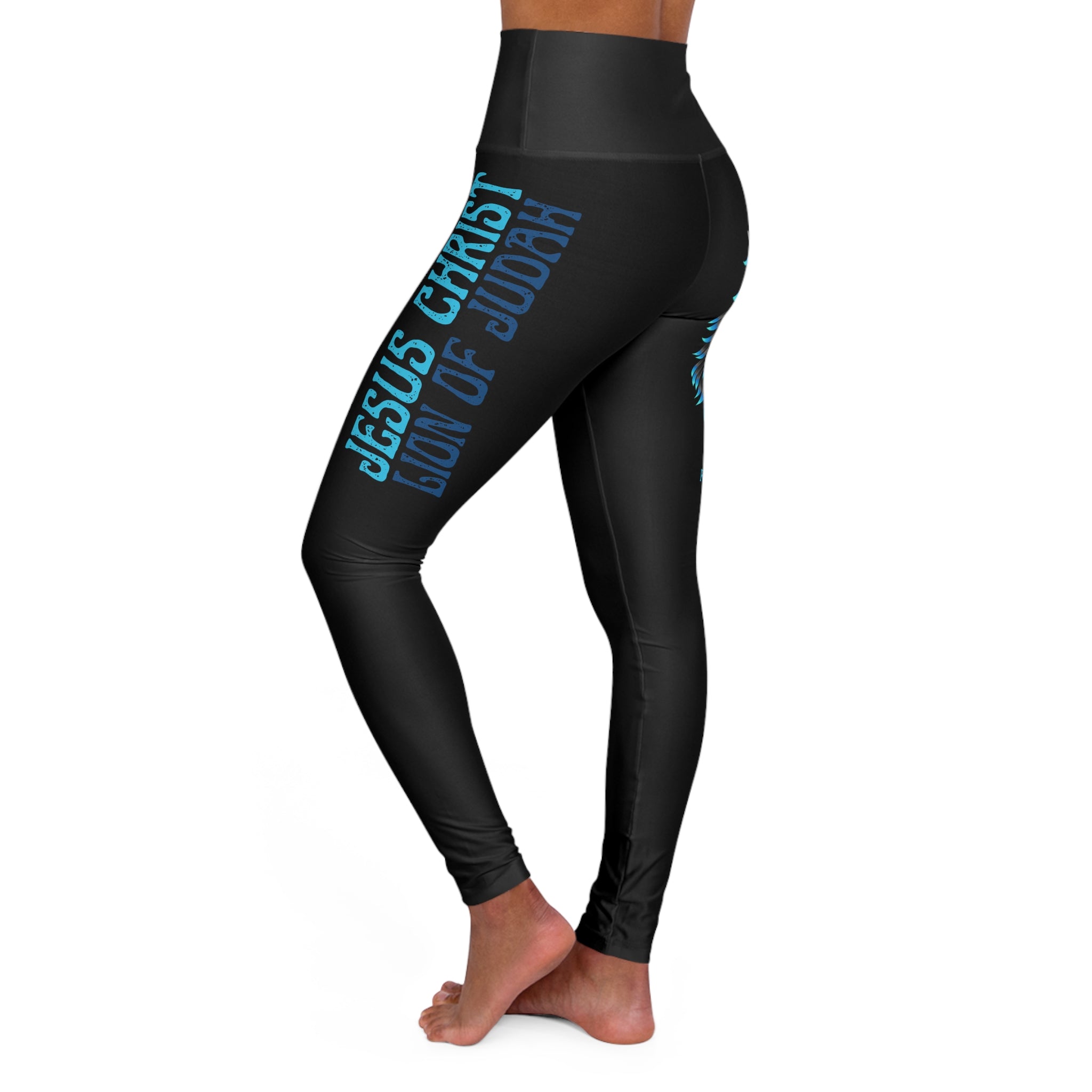 Christian High-Waisted Leggings — Lion of Judah Jesus Christ (Revelation 5:5)