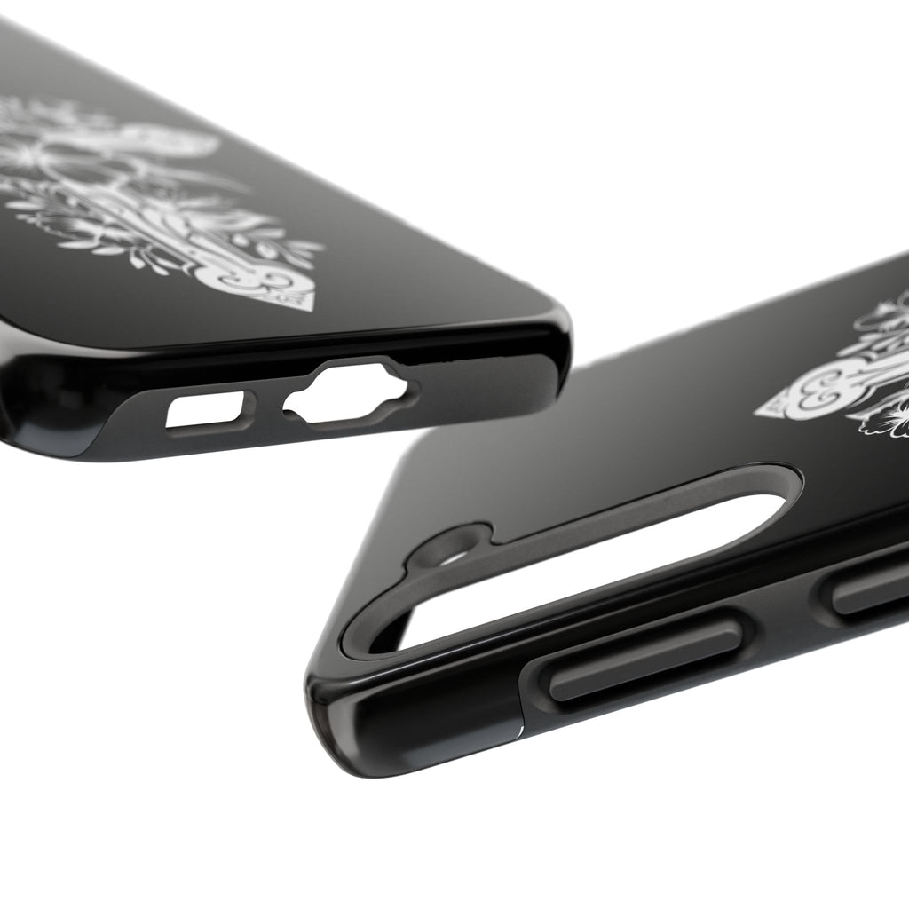 Floral Cross Tough Phone Case — Black Protective Christian Phone Cover