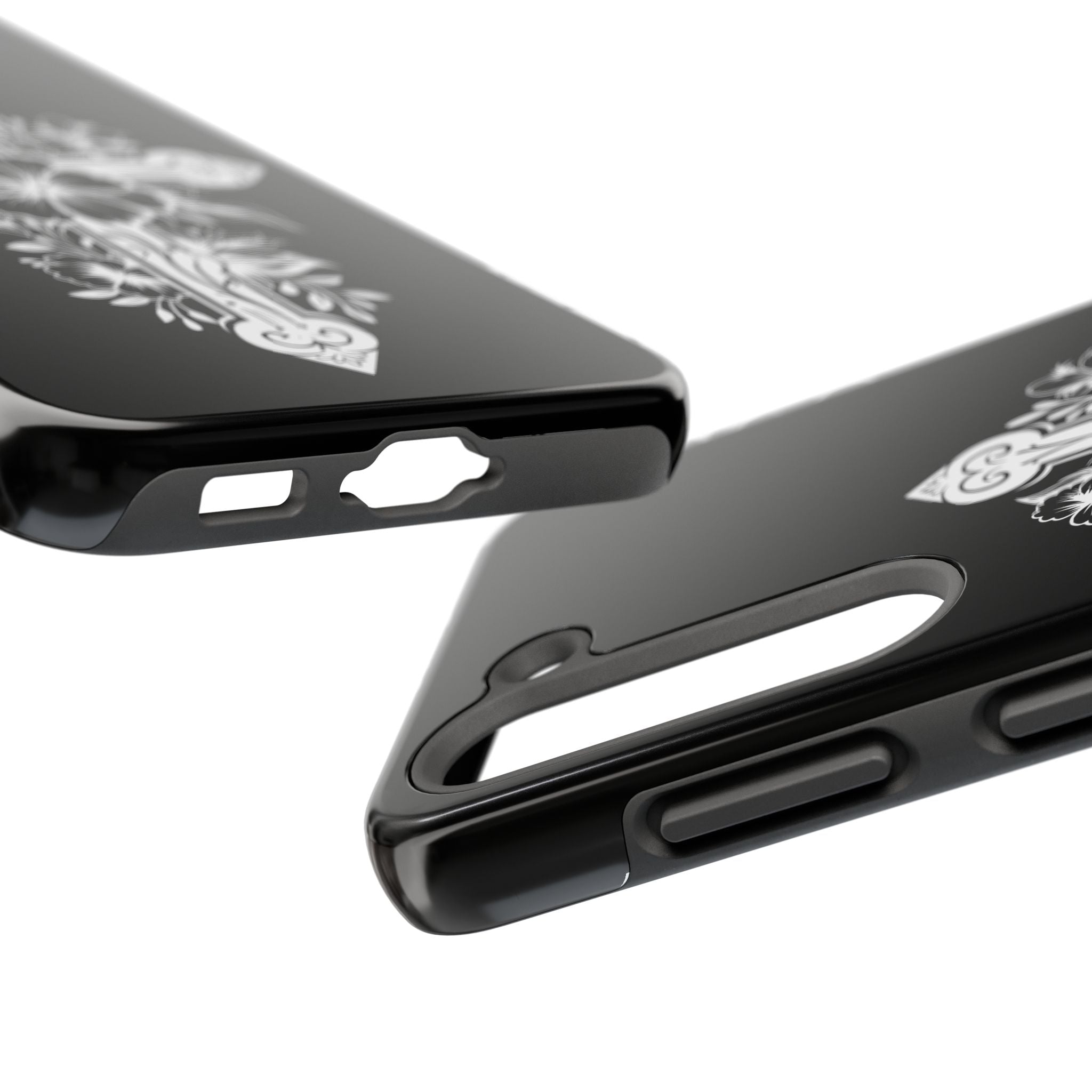 Floral Cross Tough Phone Case — Black Protective Christian Phone Cover