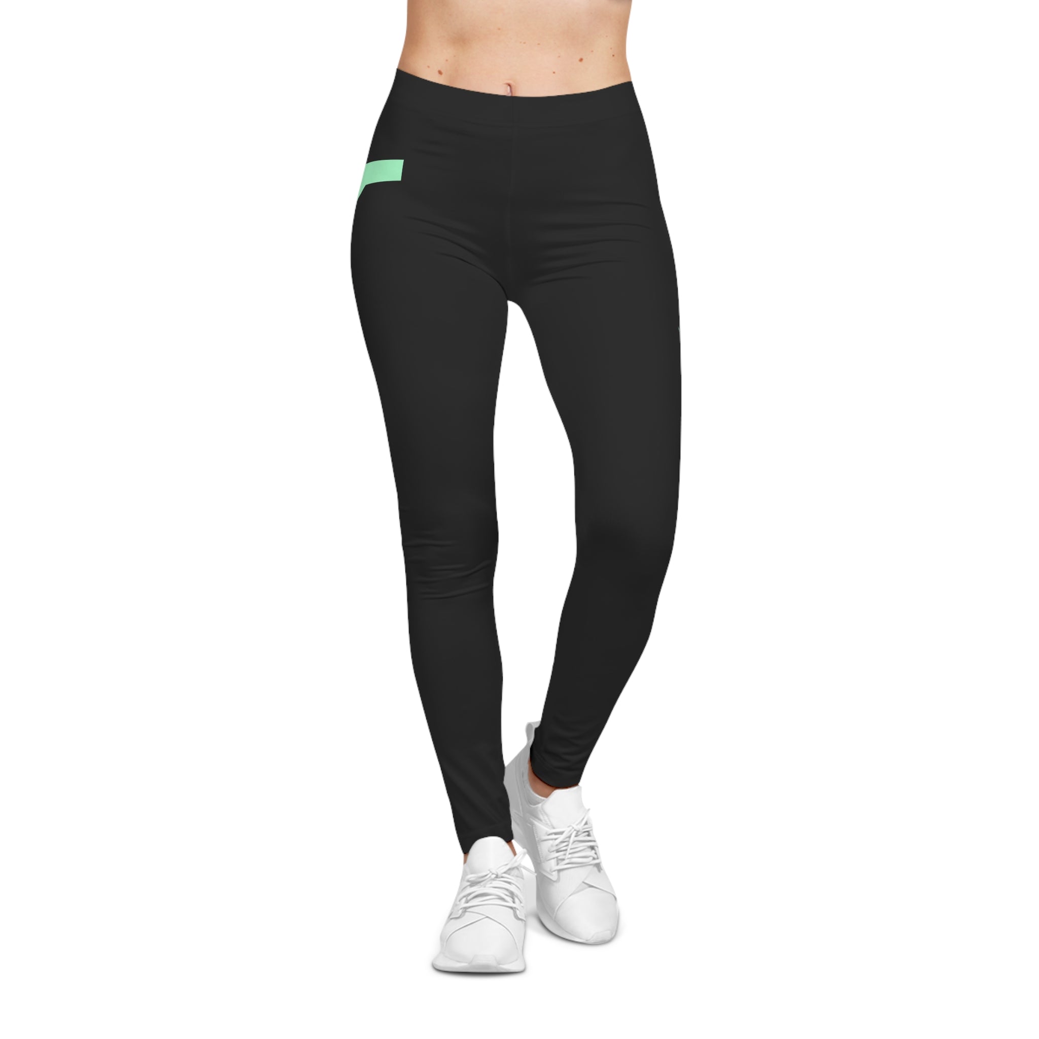 Resurrection Cross Women's Leggings — Faith-Inspired Black & Mint Activewear