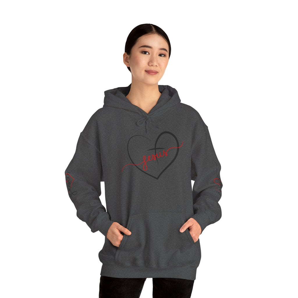 Heart Script "Jesus" Hoodie — Faith Graphic Sweatshirt