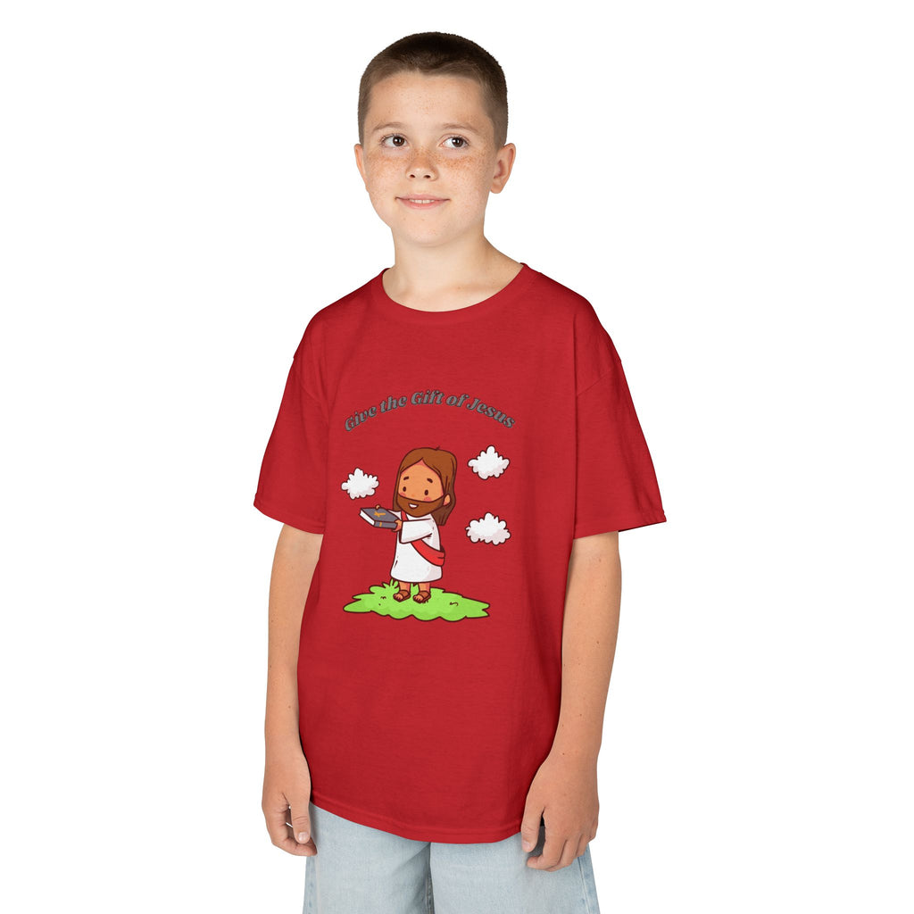 Kids T‑Shirt — Cute Jesus Graphic “Give the Gift of Jesus” | Christian Holiday Gift
