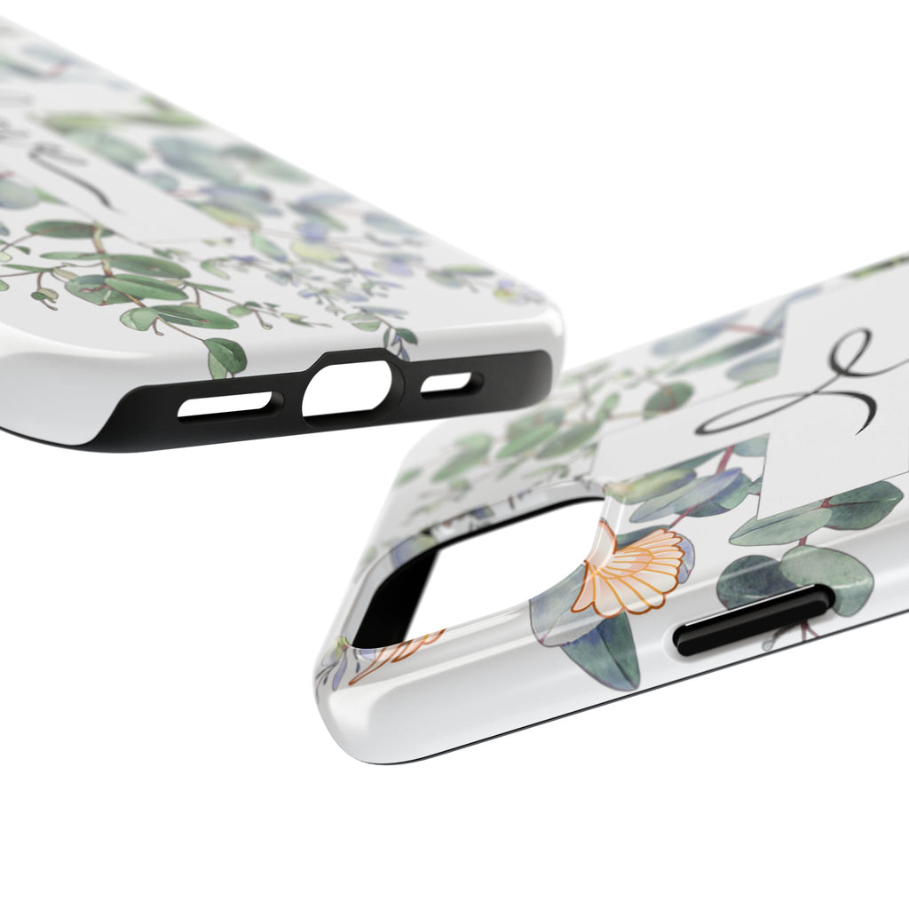 Religious Cross Tough Phone Case — Eucalyptus Floral "Love" Design